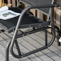 Outsunny Outdoor Garden Glider Chair, Metal Frame Single Armchair Swing Seater w/ Breath Mesh Fabric Seat, Curved Backrest, Armrests, for Living Room, Patio, Porch, Dark Grey(m-8)