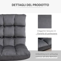 HOMCOM Poltrona da Terra in Velluto con Schienale Reclinabile fino 180° e Imbottitura Spessa, 55x71x53.5cm, Grigio Scuro(m-7)