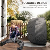 Outsunny Round Egg Basket Chair, with Steel Stand, Charcoal Grey(m-6)