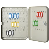 HOMCOM Armario de Llaves Caja de Seguridad para Llaves Bloqueable con 93 Ganchos y Etiquetas 2 Cerraduras Accesorios de Montaje Incluidos 30x24x7,5 cm Beige(m-11)