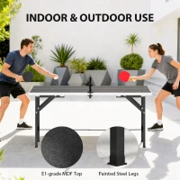 SPORTNOW 5ft Mid-Size Table Tennis Table, Ping Pong Table with Net, 2 Table Tennis Paddles and 3 Balls for Indoor Game, Black(m-6)