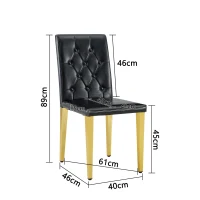 Lot de 4 chaises de salle à manger, style luxe européen, patins antidérapants et silencieux, 42x46x89 cm, Noir+Or(m-3)