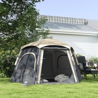 Outsunny Instant Pop Up Camping Tent, 2-3 Person Easy Setup Dome Family Tent with Vestibule, Rainfly, 4 Mesh Windows & 2 Doors, Hexagonal Design, 3000 mm Water Resistant & UV Protected, Dark Grey(m-10)