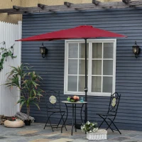 Outsunny Guarda-sol Retangular 230x130x245 cm com Manivela, Proteção UV30+ e Tecido Impermeável de Poliéster 180 g/m² para Varanda, Terraço e Jardim - Vermelho(m-10)