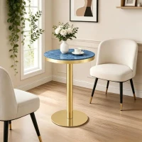 Table d'appoint ronde, plateau anti-rayures facile à nettoyer, 60x60x74 cm, Bleu(m-5)