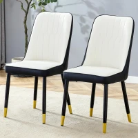 Lot de 2 chaises de salle à manger modernes, assise rembourrée, embouts antidérapants, 43x41.5x89 cm, Blanc+Noir(m-4)