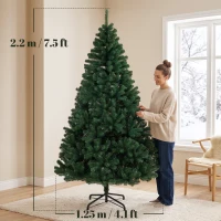 HOMCOM Brad de Crăciun 230 cm cu ramuri articulate 1300 vârfuri din PVC ignifug montaj rapid suport oțel verde(m-3)