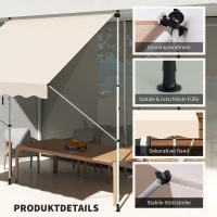 Outsunny luifel knikarm klemluifel zonwering zwengel balkon aluminium 3 x 1,5 m crème(m-5)