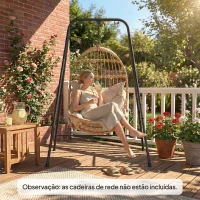 Outsunny Suporte para Cadeira Suspensa Rede 183 cm Suporte para Balanço Estrutura de Aço Almofadas Antiderrapantes Preto(m-8)