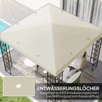 Outsunny 3 x 3 m Vervangzeil voor paviljoen, Zeil voor tuinpaviljoen, met waterafvoergaten, UPF30+, Crèmewit(m-4)