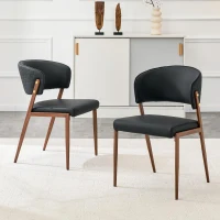 Chaise de salle à manger moderne rembourrée, design épuré, dossier ergonomique, 51x49x78 cm, Noir(m-1)