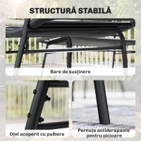 Outsunny Set Mobilier Grădină Ratan 4 Piese, Canapea pentru Exterior cu Măsuță Metalică, Negru(m-8)