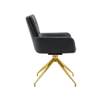 Chaise pivotante de salle, manger style luxe léger européen, lot de 2, patins antidérapants, 55x50x85 cm, Noir+Or(m-11)