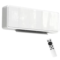 HOMCOM Calefactor Eléctrico Bajo Consumo de Pared 2000W con 3 Modos Pantalla LED Termostato Temporizador y Panel de Vidrio(m-1)
