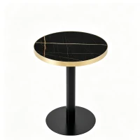 Table d'appoint ronde, plateau anti-rayures facile à nettoyer, 60x60x74 cm, Noir(m-2)