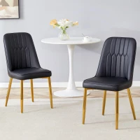 Lot de 2 chaises de salle à manger modernes, assise rembourrée, embouts antidérapants, 43x41.5x89 cm, Noir+Doré(m-4)