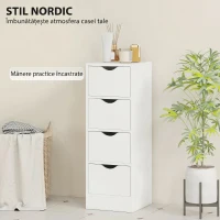 HOMCOM Dulap de Baie Economisitor de Spațiu 4 Sertare în Stil Nordico(m-6)