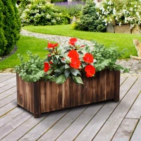 Outsunny Wooden Raised Garden Bed, 120 x 50 x 45cm Elevated Planter Box, Outdoor Flower Bed with Drainage Gaps, Easy Assembly(m-2)