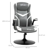Vinsetto Gaming Chair Ergonomic Computer Chair with Adjustable Height Pedestal Base, Home Office Desk Chair PVC Leather Exclusive Swivel Chair Grey(m-3)