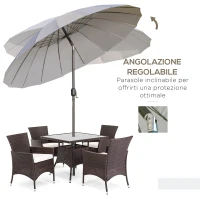 Outsunny Ombrellone da Giardino e Terrazza 2.5x2.5 m a Manovella con 18 Stecche e Inclinabile, Grigio(m-5)
