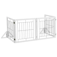 PawHut Cancellino per Cani Pieghevole con 4 Pannelli e Piedini Triangolari, 280x70 cm, Bianco(m-10)