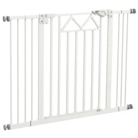 PawHut Cancelletto per Cani taglia Piccola e Media con Chiusura Automatica, in Acciaio e PA, 74-100x76 cm, Bianco(m-10)