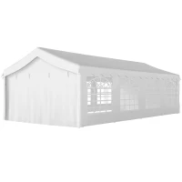 Outsunny Tenda para Festas 4x8 m Tenda de Jardim com Paredes Removíveis, Porta e Janelas UPF50+ Branco(m-11)