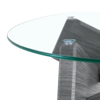 Table basse ronde, design moderne, facile à nettoyer et stable, 79x79x45 cm, Transparent(m-7)