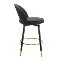 Tabouret de bar pivotant 360°, dossier ajouré design, lot de 2, 44x44x91.5 cm, Noir(m-11)