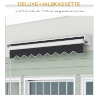 Outsunny Elektrisch/Handmatig Uitschuifbare Zonnescherm, Halfcassette, Afstandsbediening, Aluminium Frame, 2,5 x 2 m, Grijs(m-6)