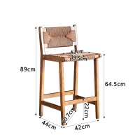 Lot de 2 tabourets de bar, charme maison de campagne, cadre en bois massif, 44x42x89 cm, Noyer(m-3)