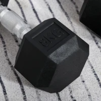 HOMCOM Rubber Dumbbell Set Sports Hex Weight Sets Home Gym Fitness Lift Strength Training Exercise 2 x 5kg, 2 x 6kg, 2 x 8kg(m-9)
