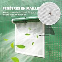 Outsunny Serre de Jardin Tunnel 8 m² 4L x 2l x 1,9H m Acier galvanisé renforcé diamètre 2,4 cm + PE fenêtres Porte Vert(m-6)