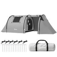 Outsunny Tente de camping pour 3-4 personnes, avec 1 chambre et 1 salon, étanche, facile à transporter avec sac inclus(m-12)