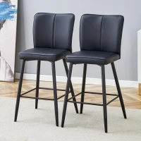 Ensemble 2 tabourets de bar 101 cm, dossier ergonomique, pieds réglables antidérapants, 44x44x101 cm, Noir(m-5)