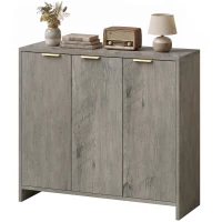 HOMCOM Sideboard Cabinet, Modern Storage Cabinet with 3 Doors and Adjustable Shelves for Living Room, Dining Room, Grey(m-15)