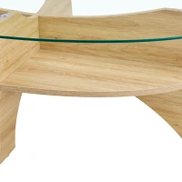 Table basse ronde en verre, design moderne, patins antidérapants, 104.9x60x35.6 cm, Couleur naturelle(m-6)