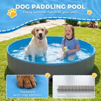 PawHut Foldable Dog Pool for Puppies and Ducks Dog Paddling Pool Bath Tub, Dark Grey, 160 x 30cm(m-4)