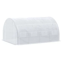 Outsunny Tunnelkas, met loopruimte, oprolbare wanden, deur met ritssluiting, gegalvaniseerd stalen frame, afmetingen 4 x 3 x 2 m, kleur wit(m-10)