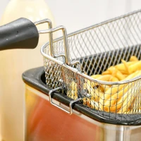 HOMCOM 3 Litre Stainless Steel Deep Fat Fryer with Adjustable Temp, 60min Timer, Viewing Window and Safety Cut Out, 2000W(m-9)