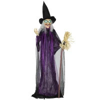 Outsunny 6ft Animated Witch Decoration, with Sound - Purple/White(m-11)
