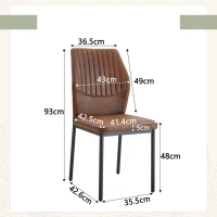 Lot de 4 chaises de salle à manger, style léger-luxe, patins antidérapants, 43x42.6x93 cm, Marron+Noir(m-3)