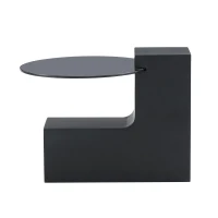 Table basse ronde moderne à 2 niveaux, design démontable et modulable, bords arrondis, 61x61x30 cm, Blanc+Noir(m-6)