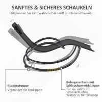 Outsunny Tuinschommelstoel Ligstoel, inclusief hoofdsteun, 155 cm x 61 cm x 88 cm, Zwart(m-5)