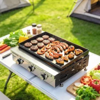 Outsunny Griglia a Gas portatile da tavolo con vaschetta raccogligrasso, colore nero.(m-9)