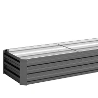 Outsunny Verhoogde Plantenbak, Tuinbed, Kruidentuin, weerbestendig, open bodem, 240 x 60 x 30 cm, Donkergrijs(m-12)
