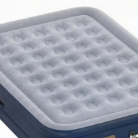 Outsunny Inflatable Mattress, Double Air Bed with Built-in Electric Pump, 3 Mins Inflation, Flocked Surface, Grey(m-11)