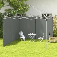 Outsunny Panouri Laterale pentru Foisor cu Usi cu Fermoar, pentru Foisoare Pliabile de 3x3(m) sau 3x6m, Gri Inchis(m-2)