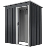 Outsunny Abrigo de Jardim Exterior 1,5 m² 163x89x182 cm Abrigo Metálico para Ferramentas com Porta de Correr e Teto Inclinado Preto(m-11)