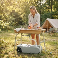 Outsunny Réservoir d'eau sur roues pour camping bidon d'eau portable 40 L avec poignées tuyau robinet 37 x 23 x 80 cm gris(m-8)